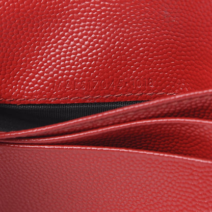 Saint Laurent Grain De Poudre Matelasse Chevron Monogram Zipped Card Case Rouge 7 of 13