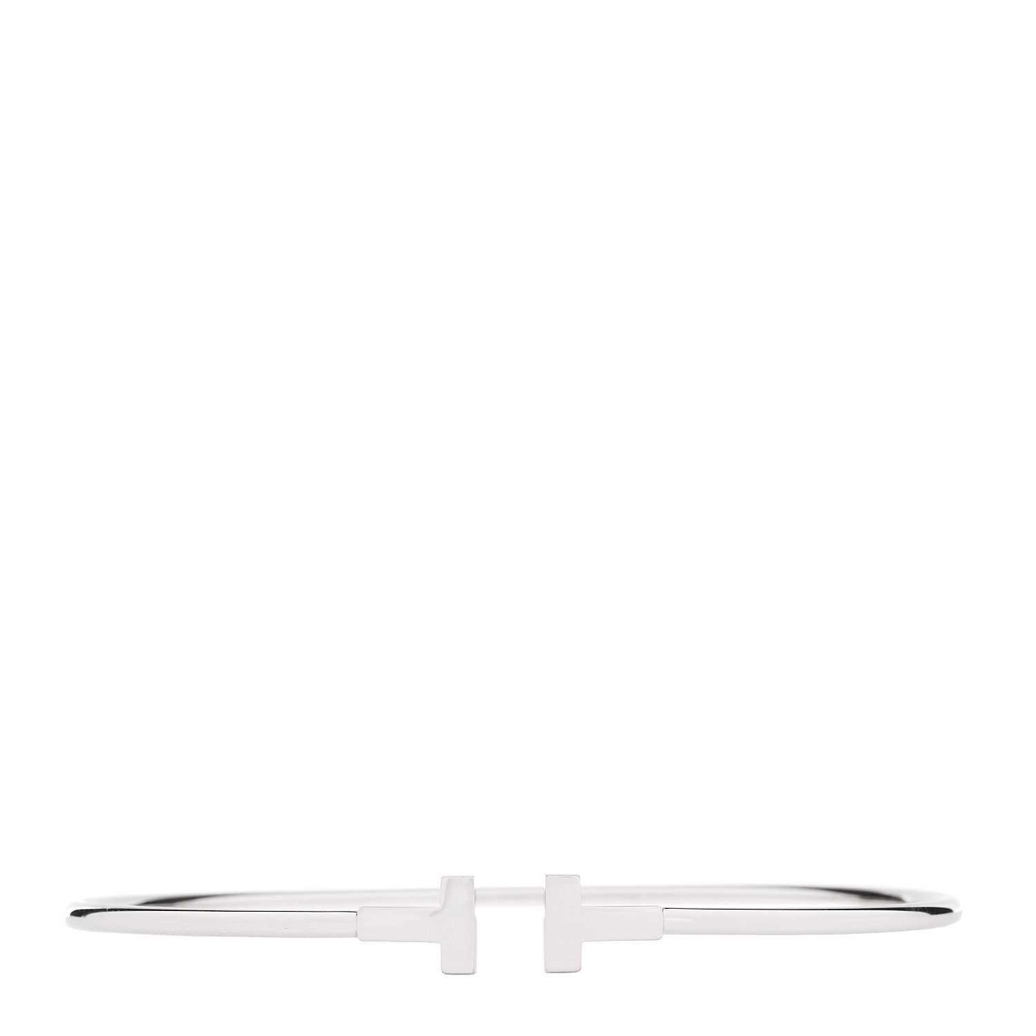 Tiffany 18K White Gold Narrow T Wire Bracelet 1 of 4