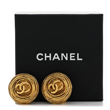 Chanel CC Button Clip On Earrings Gold 5 of 5