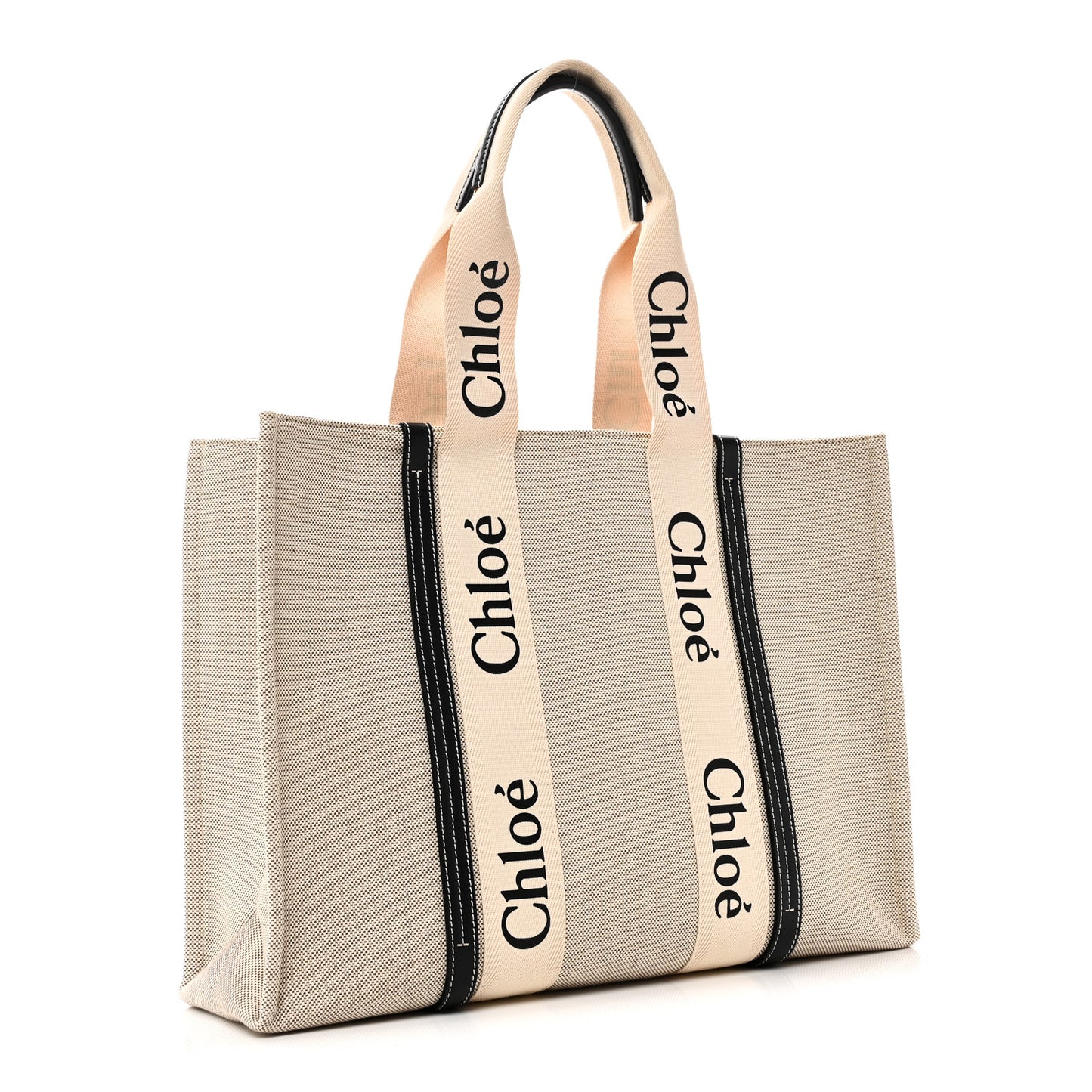 Cotton Calfskin Large Woody Ribbon Tote White Blue