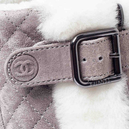 Chanel Suede Fur Quilted Boots 37 7 of 11