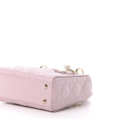 Christian Dior Metallic Lambskin Cannage Mini Lady Dior Lotus 8 of 12