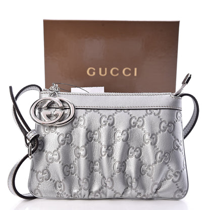 Gucci Metallic Guccissima Small Crossbody Bag Silver 10 of 10