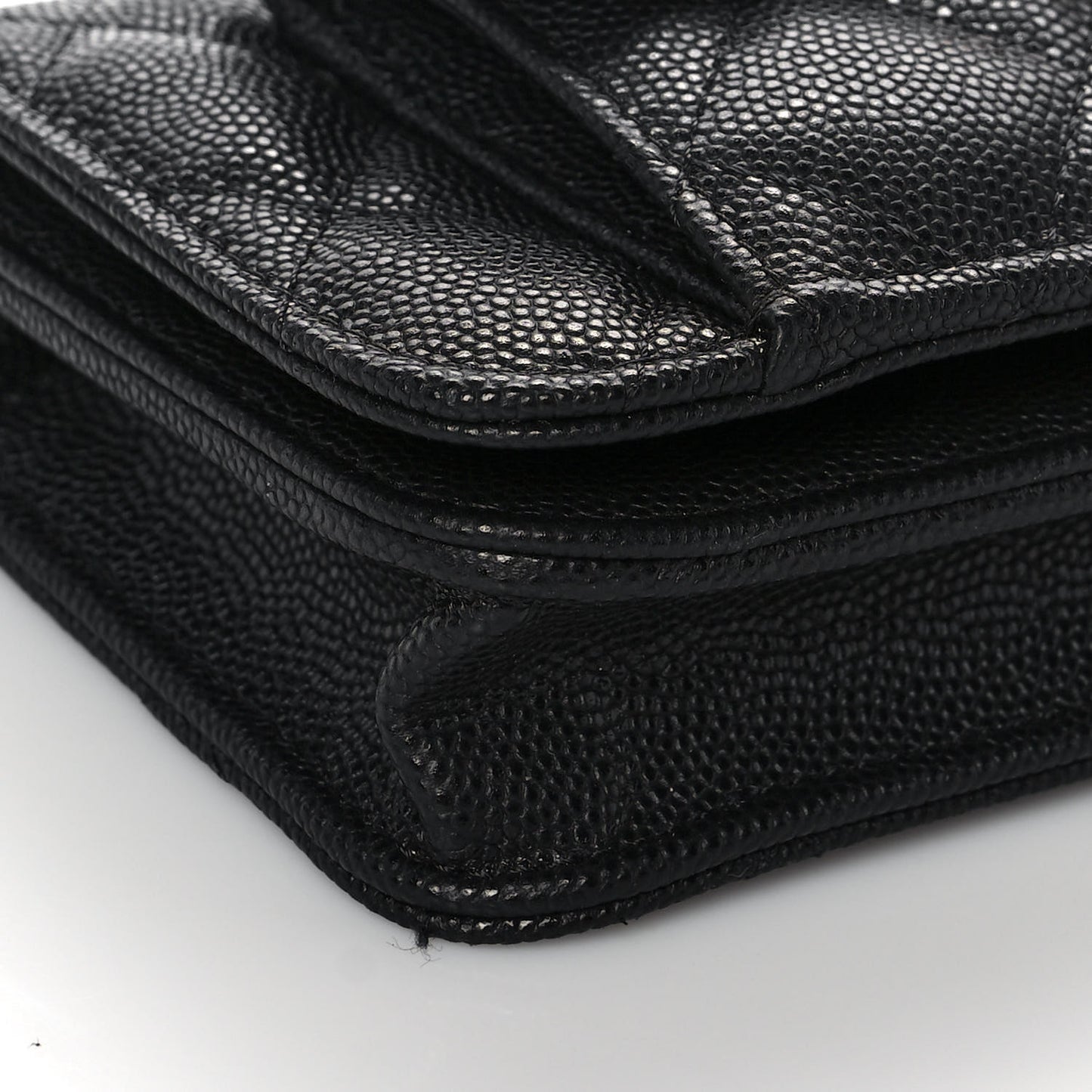 Caviar Quilted Pocket Twins Clutch With Chain Black