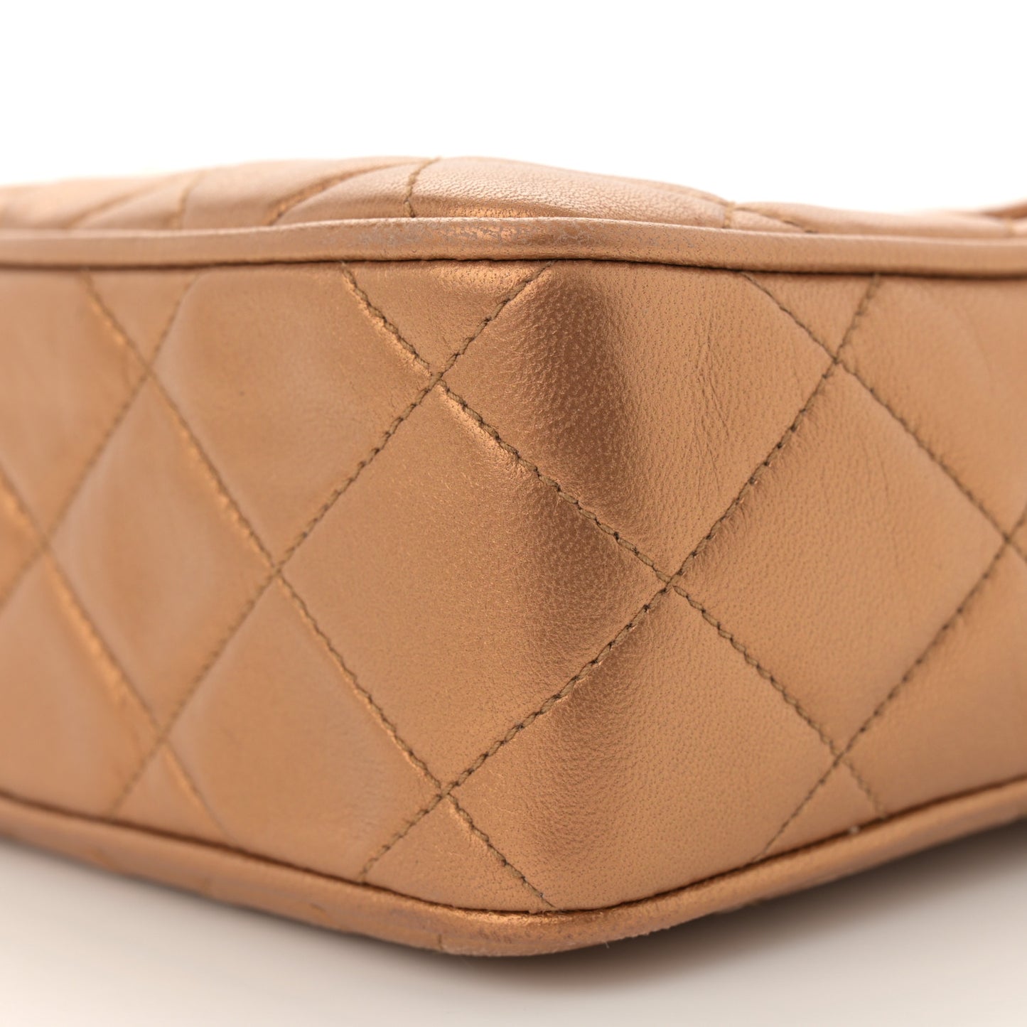 Metallic Lambskin Quilted Tassel Camera Case Gold