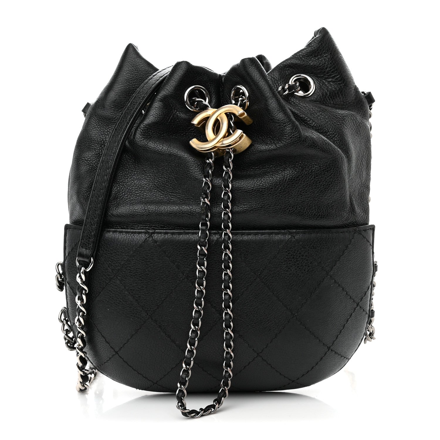 Chanel Calfskin Quilted Small Gabrielle Bucket Black 1 of 12