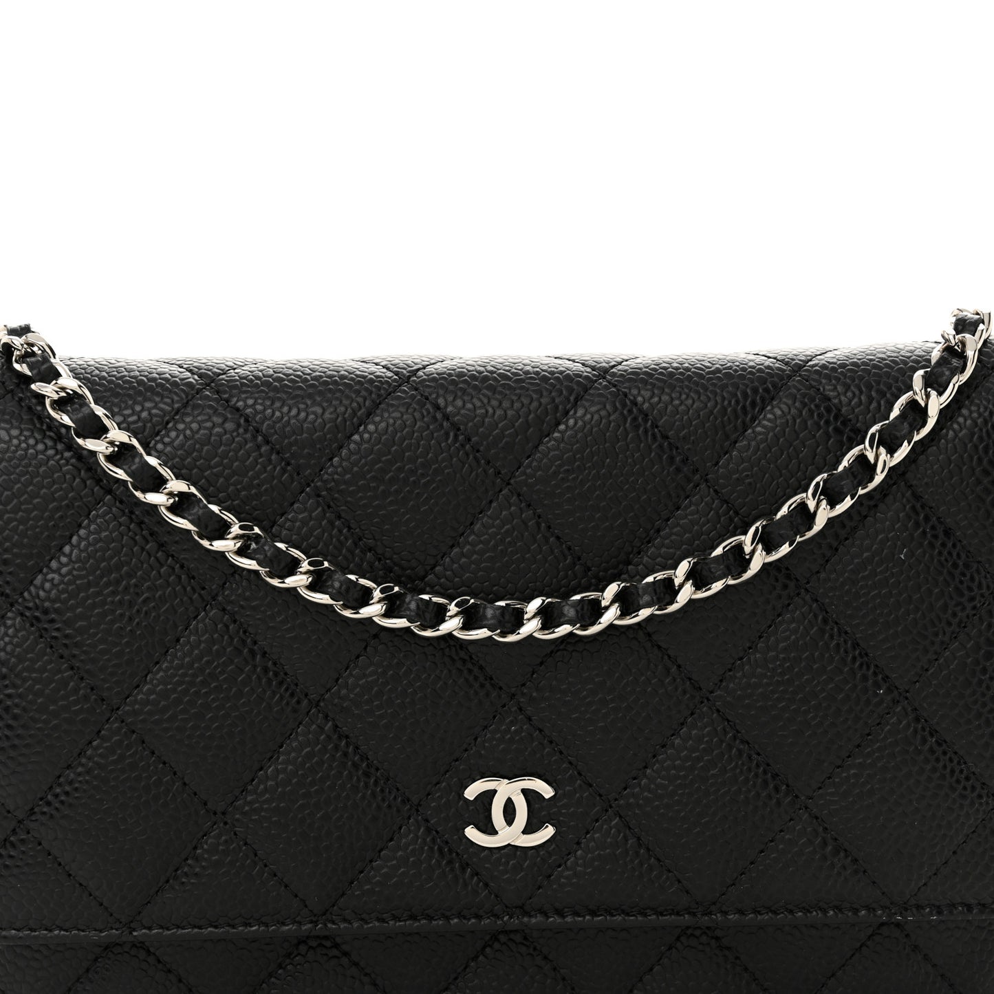 Caviar Quilted Wallet on Chain WOC Black