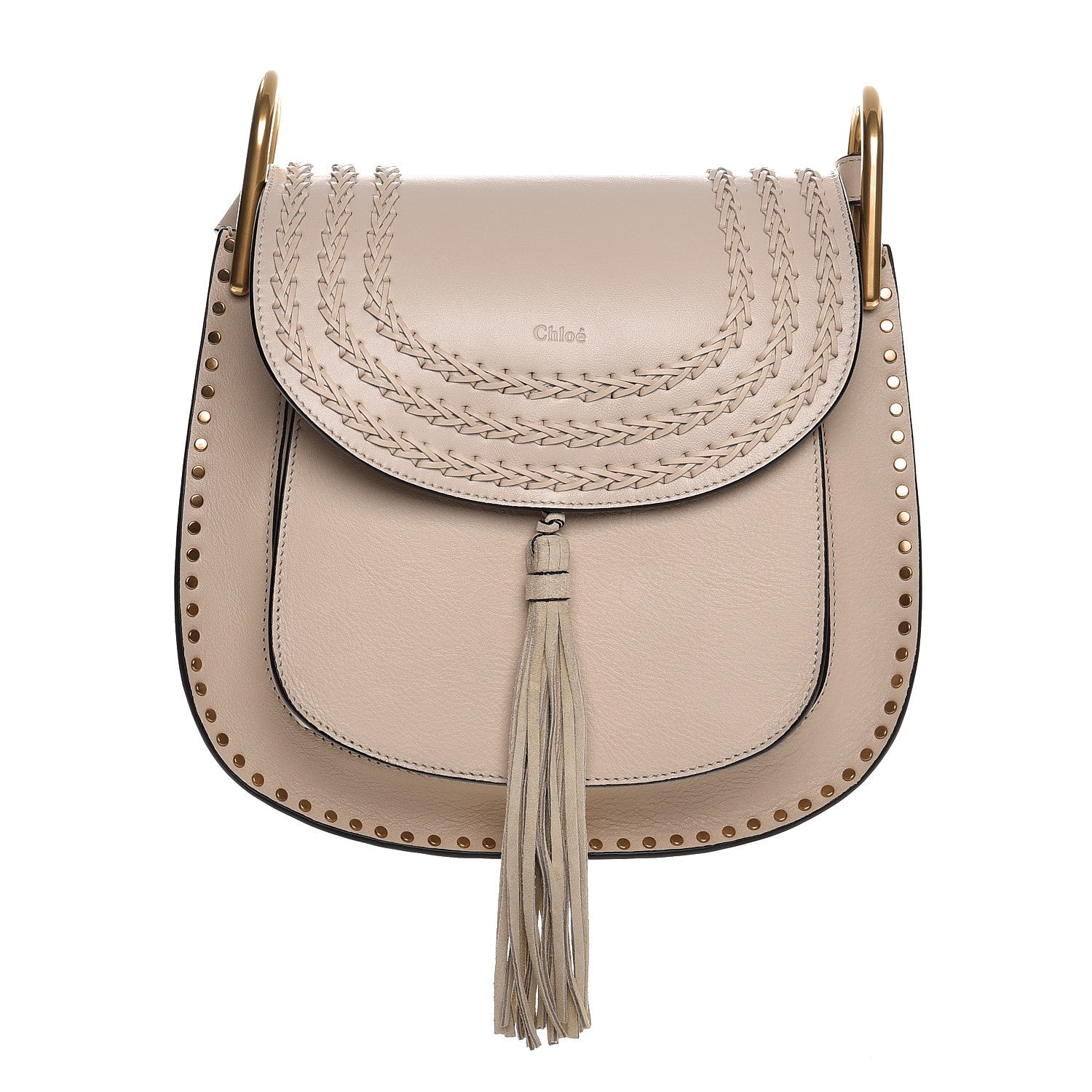 Chloe Calfskin Braided Medium Hudson Shoulder Bag Abstract White 1 of 8