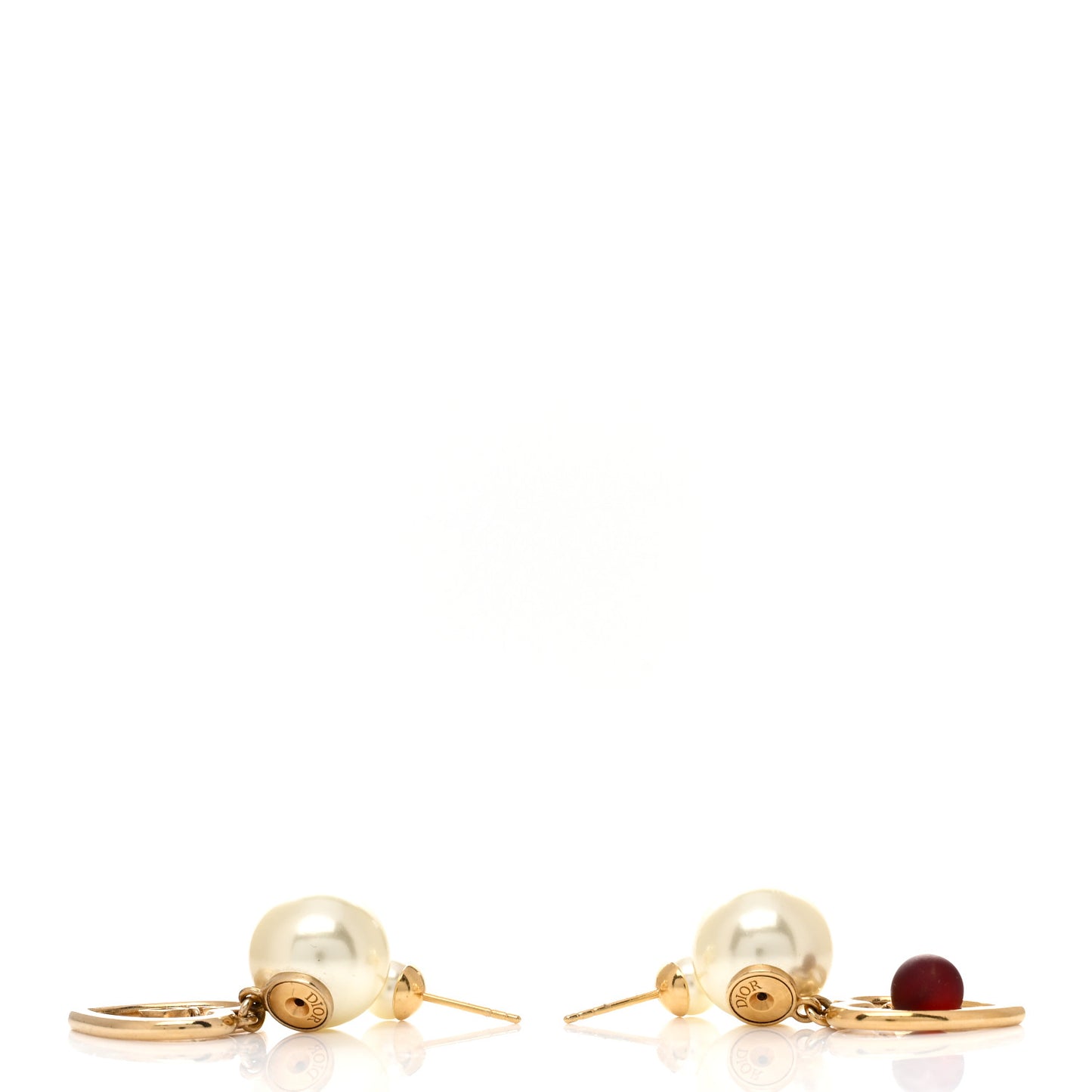 Pearl Heart CD Tribal Earrings Gold White