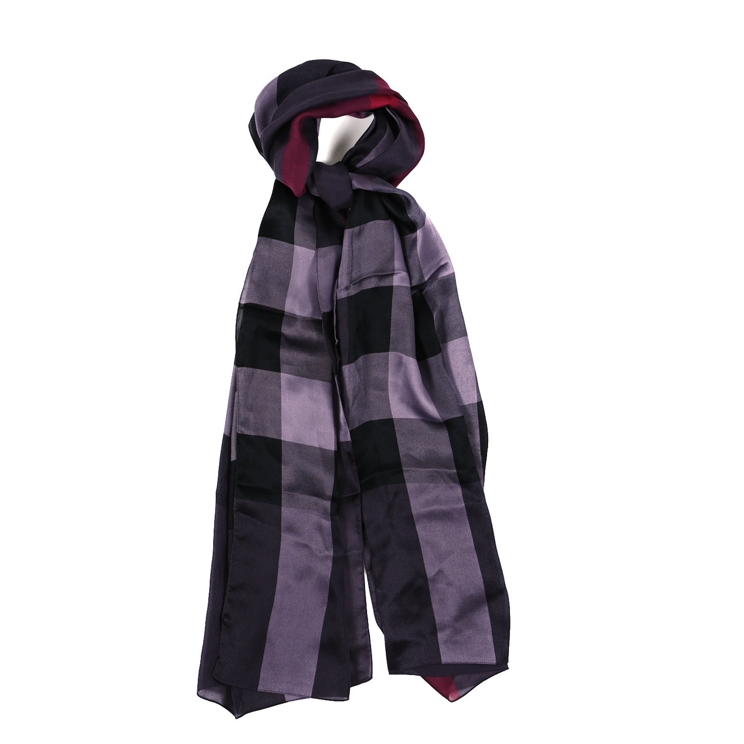 Satin Silk Mega Check Scarf Regency Purple
