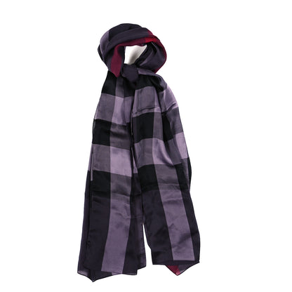 Burberry Satin Silk Mega Check Scarf Regency Purple 1 of 4