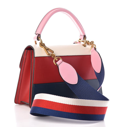 Gucci Calfskin Sylvie Web Small Queen Margaret Top Handle Bag Blue Agata Hibiscus Red Mystic White Sugar Pink 3 of 10