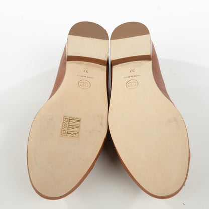Chanel Caviar CC Cap Toe Ballerina Flats 37 Brown 5 of 7