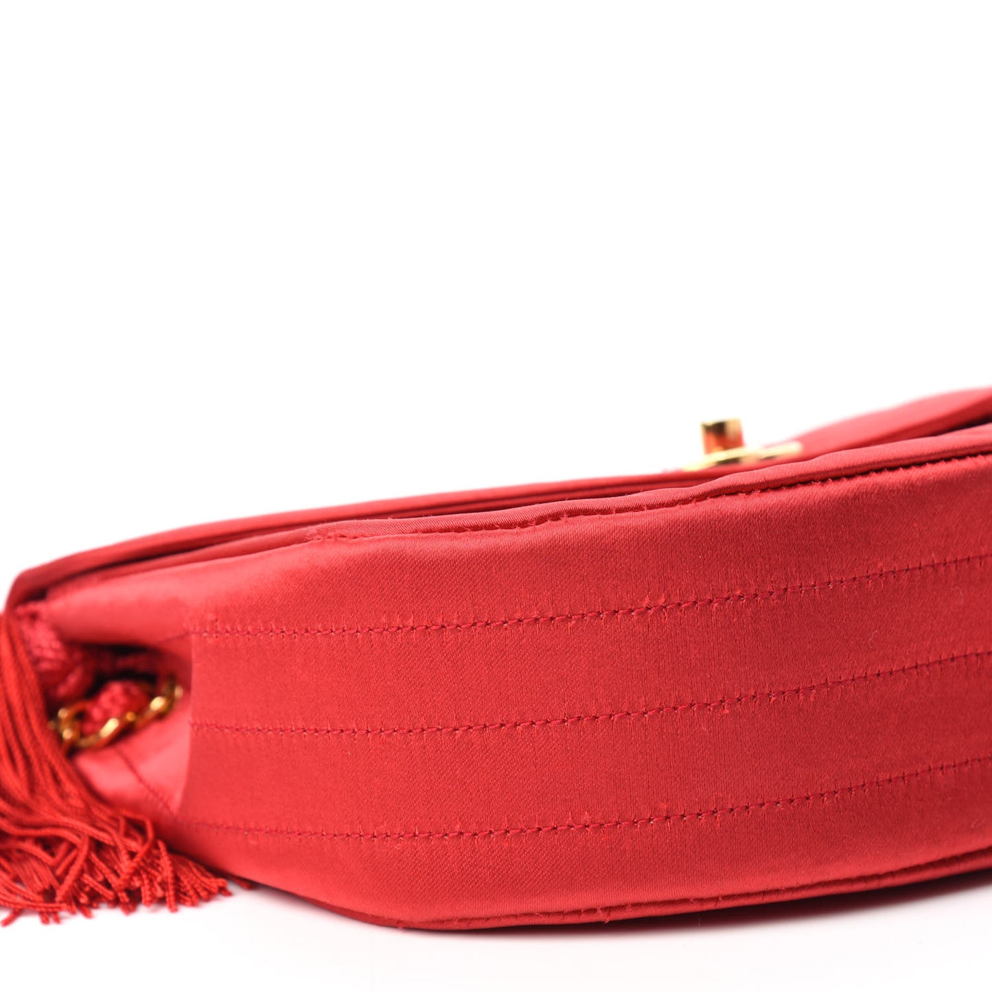 Satin Quilted Flap Shoulder Bag Red