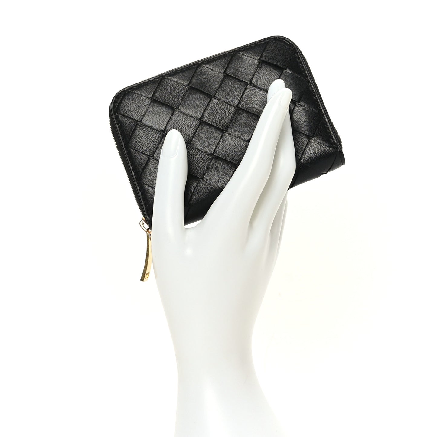 Nappa Intrecciato Zip Around Coin Purse Black