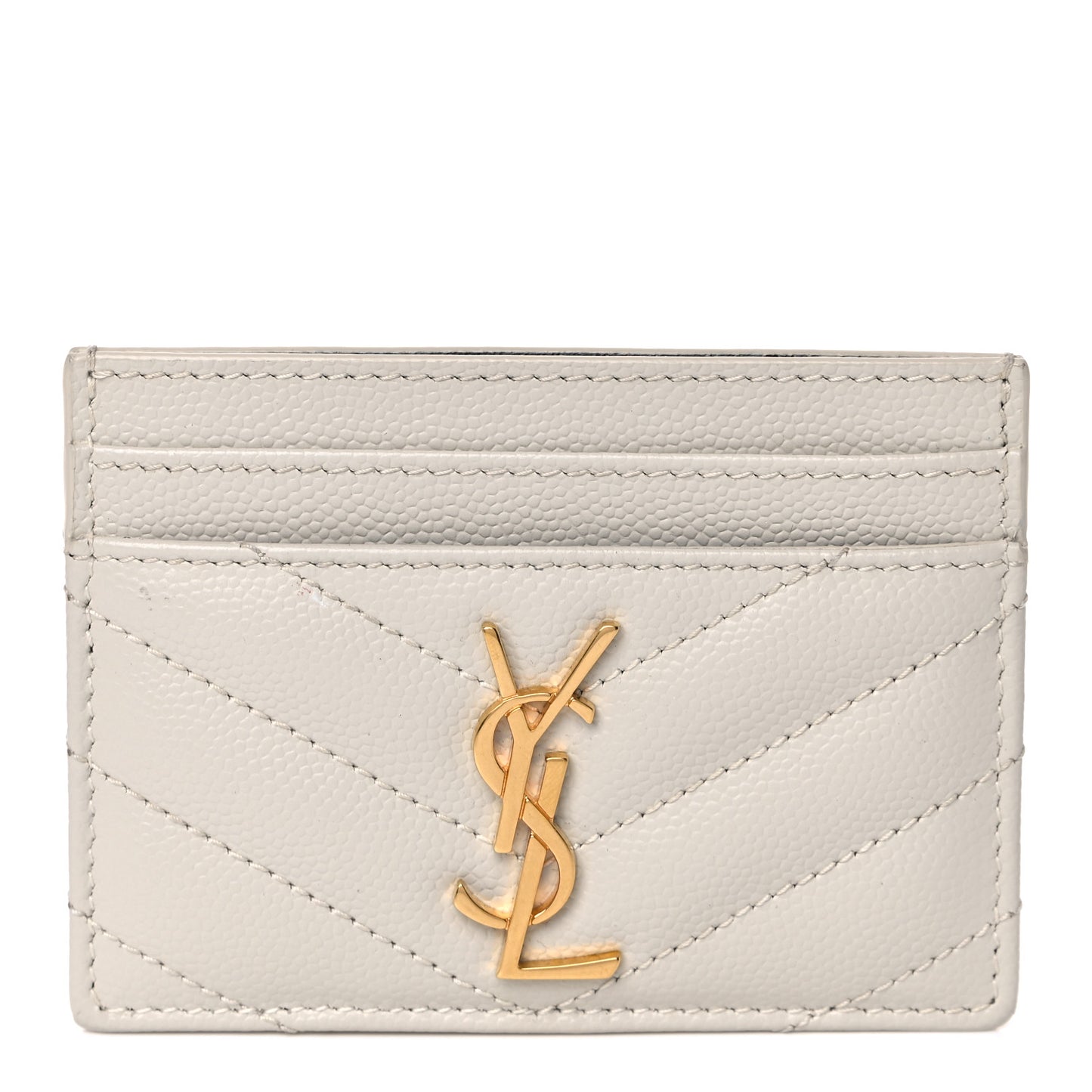 Grain De Poudre Matelasse Chevron Monogram Credit Card Case Crema Soft