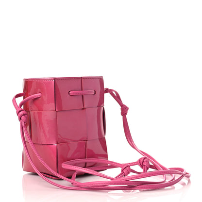 Bottega Veneta Patent Maxi Intrecciato Mini Cassette Bucket Bag Pink 3 of 9
