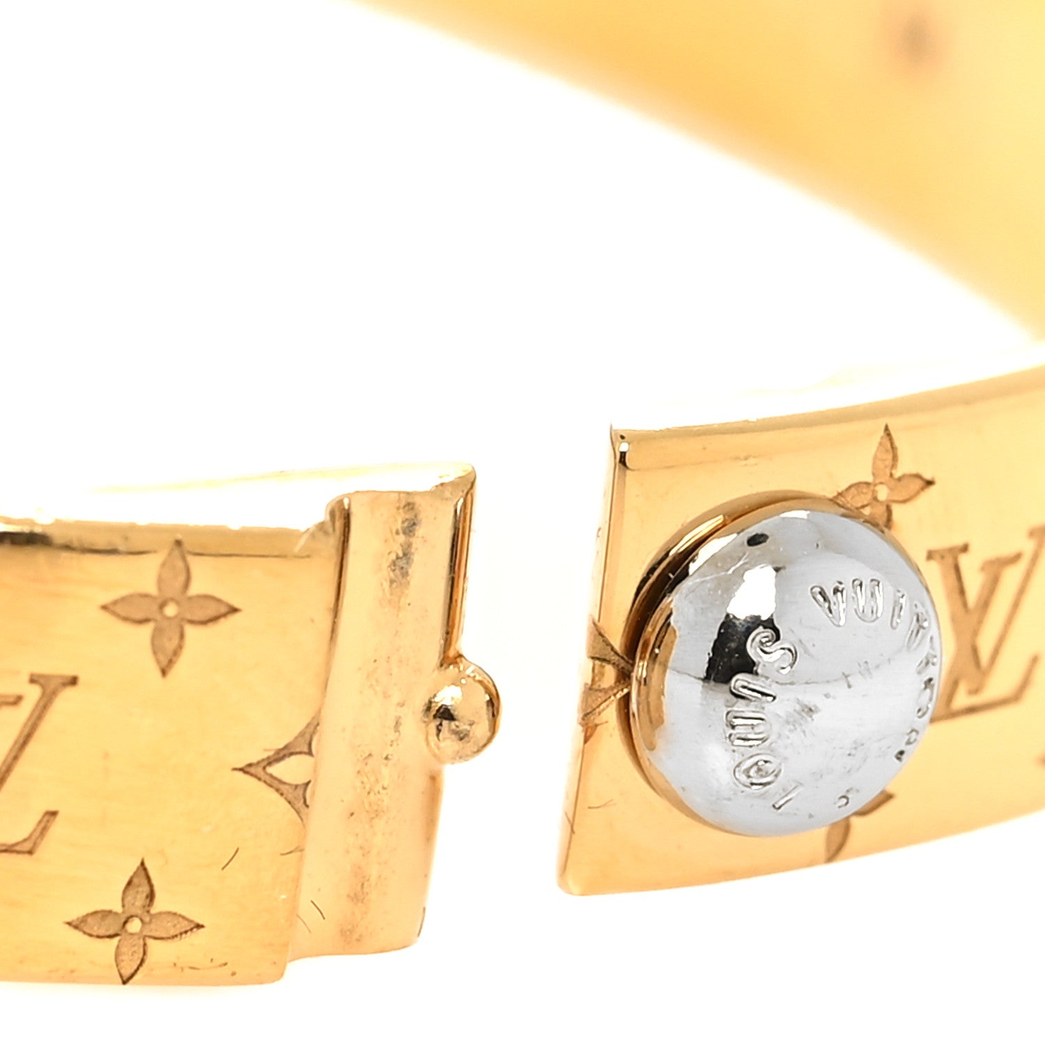 Louis Vuitton Brass Monogram Nanogram Cuff M Gold 4 of 7