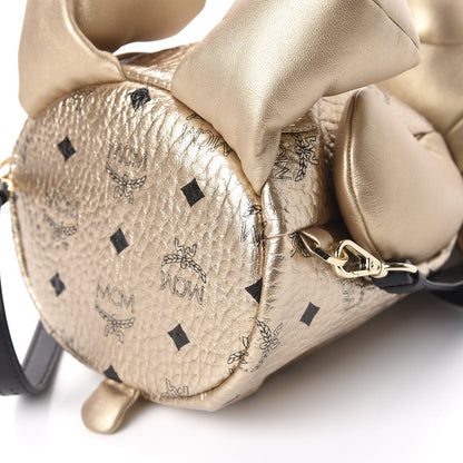 MCM Calfskin Visetos Bear Zoo Doll Backpack Gold 7 of 8