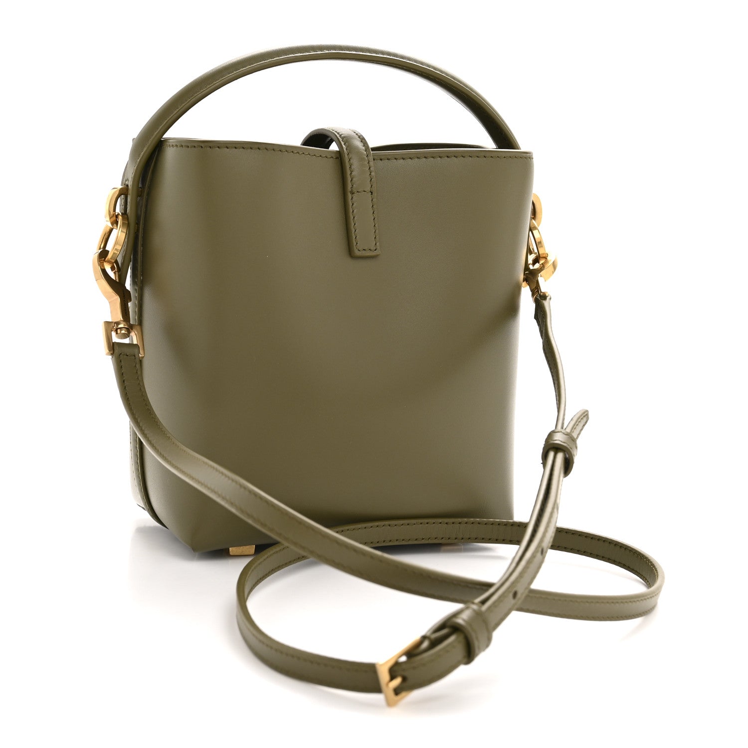 Saint Laurent Shiny Calfskin Le 37 Mini Bucket Bag Strong Moss 3 of 11