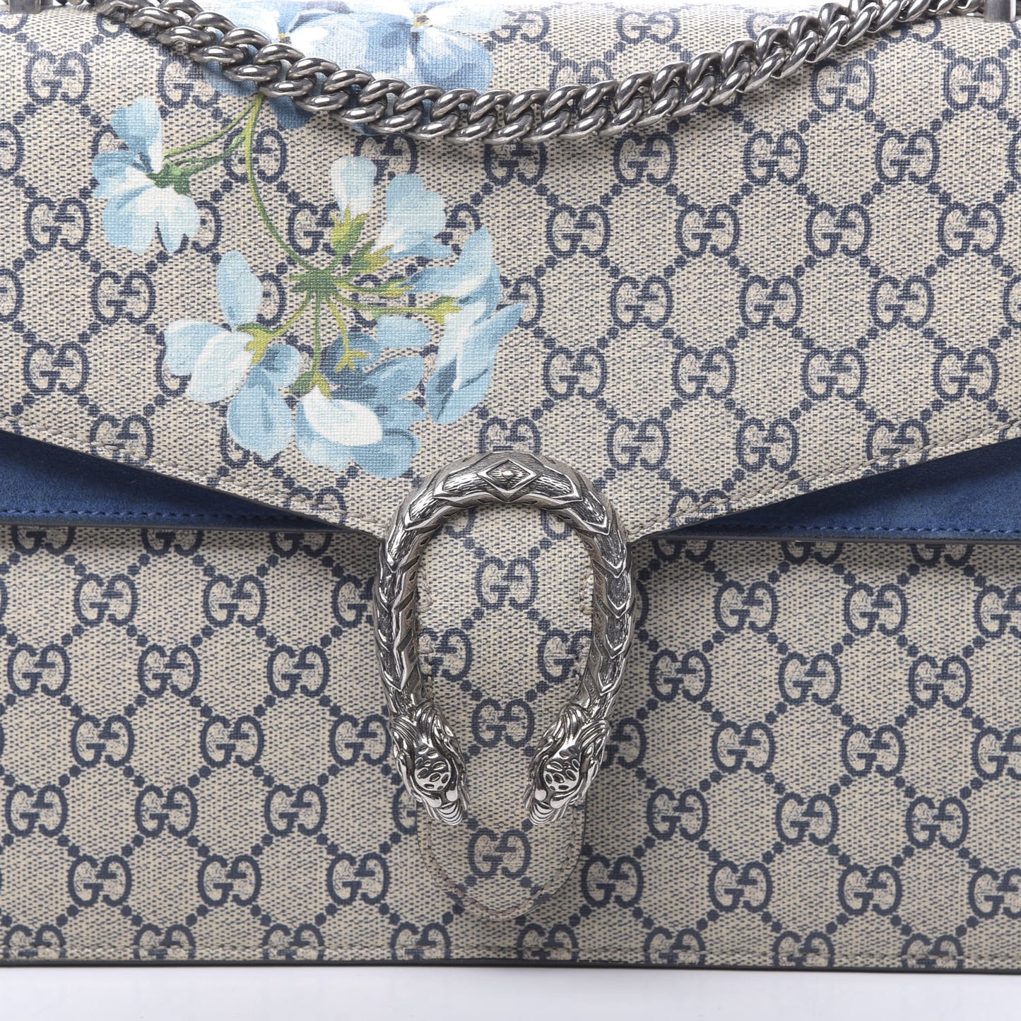 GG Supreme Monogram Blooms Medium Dionysus Shoulder Bag Beige Navy Vintage Blue