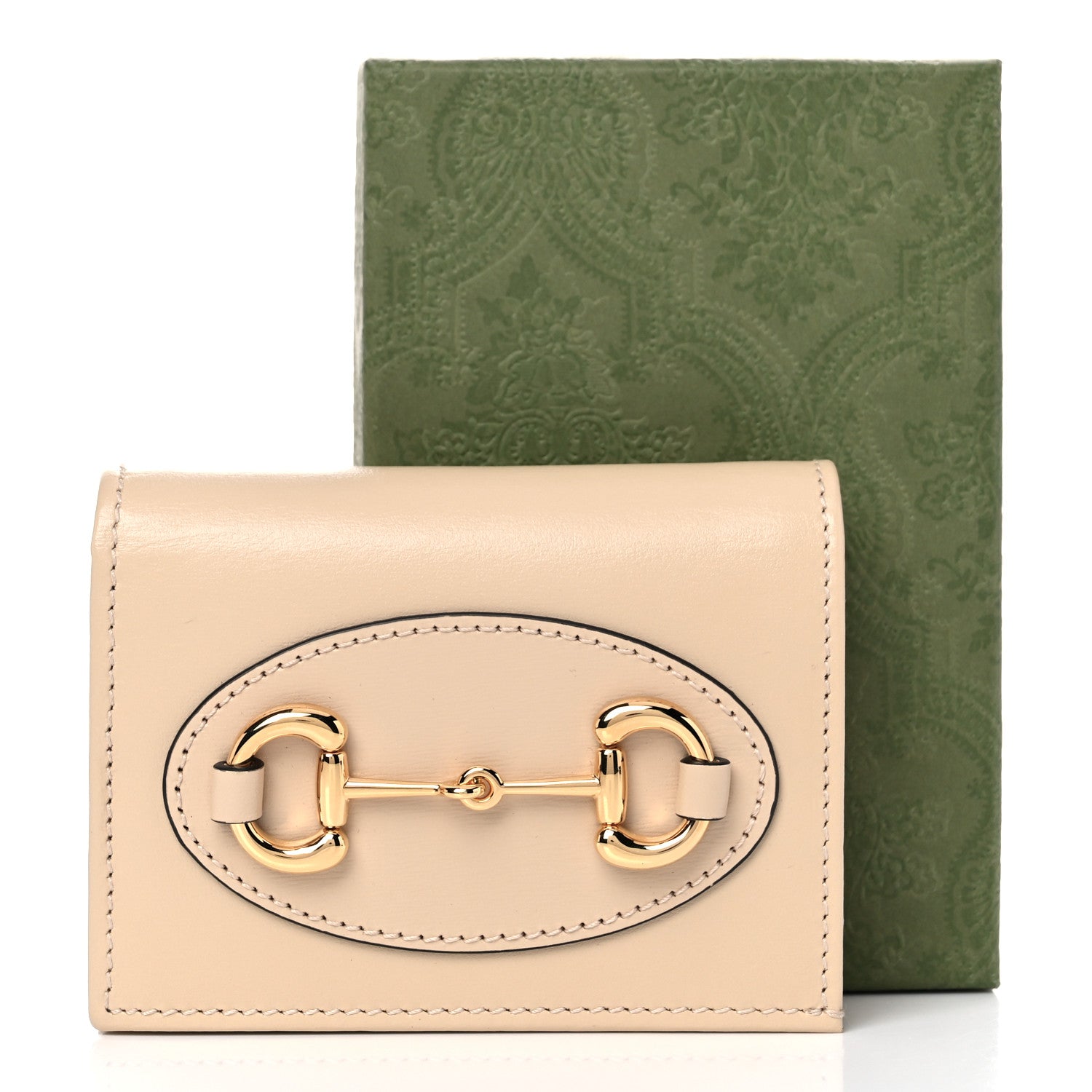 Gucci Boarded Plutone Calfskin Horsebit 1955 Card Case Wallet Bubble Tea 11 of 11