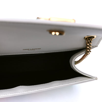 Saint Laurent Grain De Poudre Small Classic Monogram Shapes Print Kate Satchel White 4 of 4