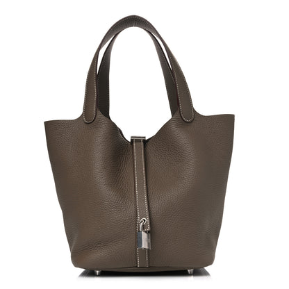 Hermes Taurillon Clemence Picotin Lock 22 MM Etoupe 1 of 4