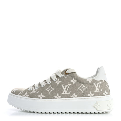 Louis Vuitton Denim Monogram Time Out Sneakers 39 Beige 1 of 10