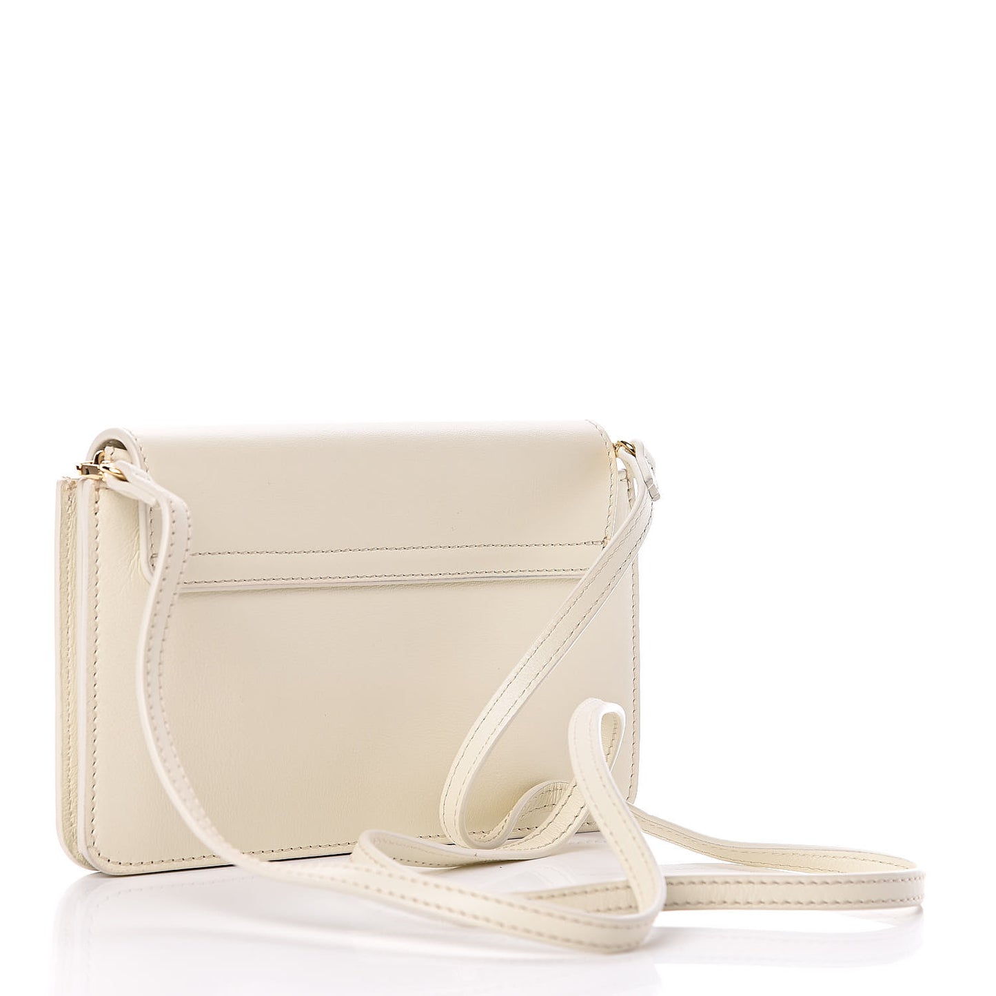 Calfskin Drew Bijou Clutch Natural White