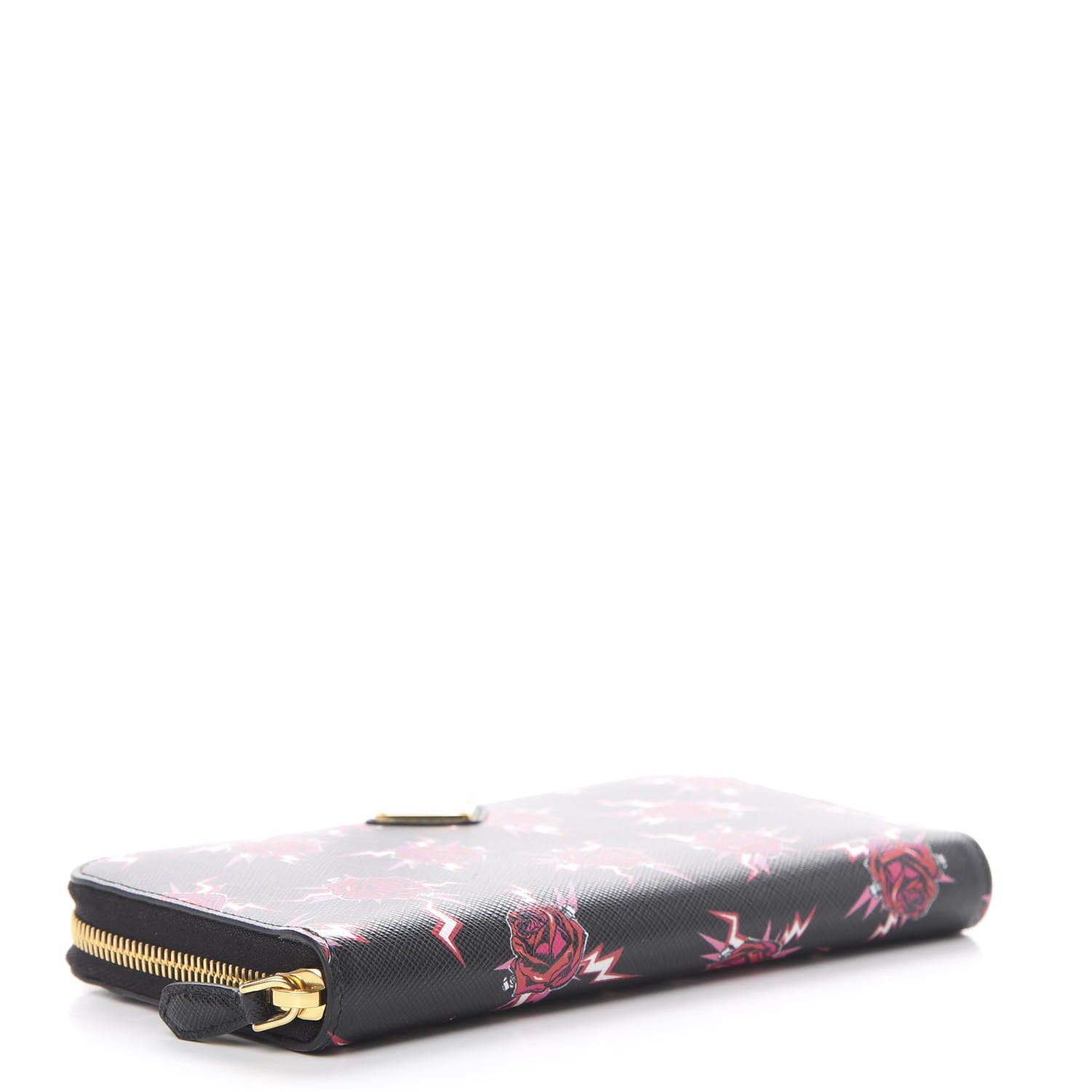 Prada X UNIVERSAL STUDIOS Saffiano Frankenstein Rose Zip Around Wallet Lacca 3 of 6