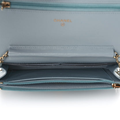 Chanel Caviar Quilted Wallet On Chain WOC Light Blue 5 of 12