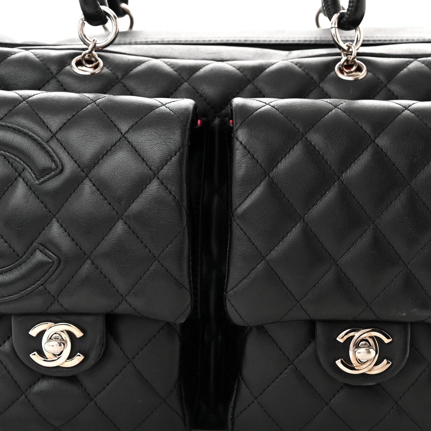 Calfskin Quilted Large Cambon Multipocket Reporter Black