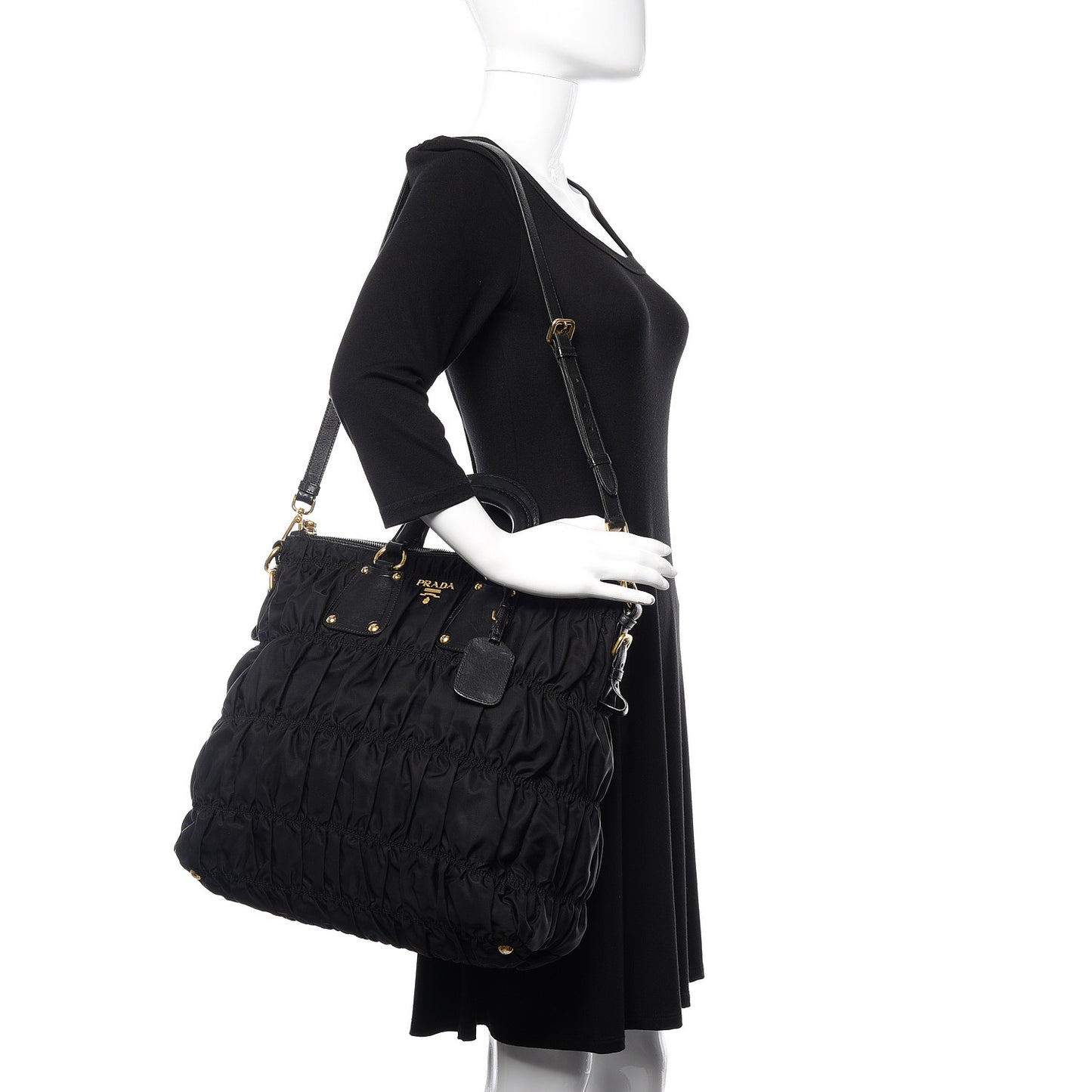 Tessuto Nylon Gaufre Tote Black