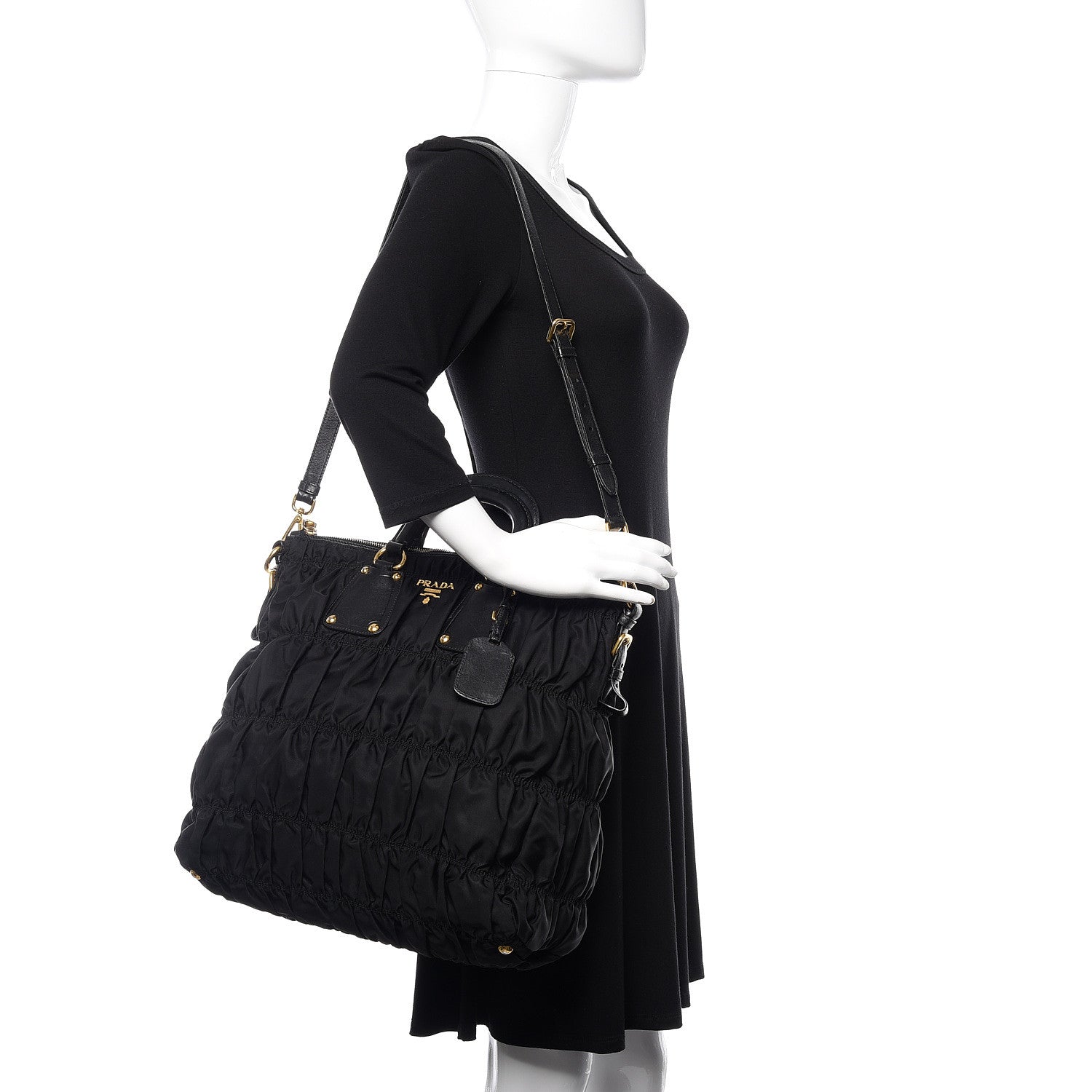 Prada Tessuto Nylon Gaufre Tote Black 2 of 15