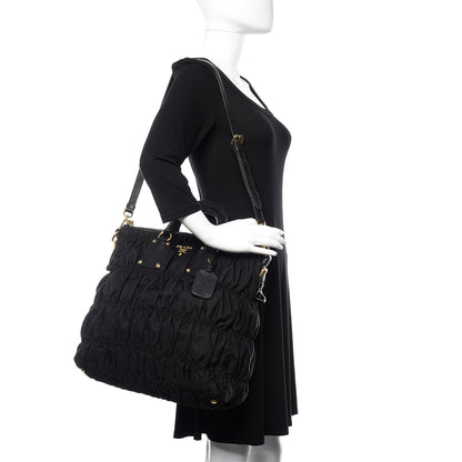 Prada Tessuto Nylon Gaufre Tote Black 2 of 15