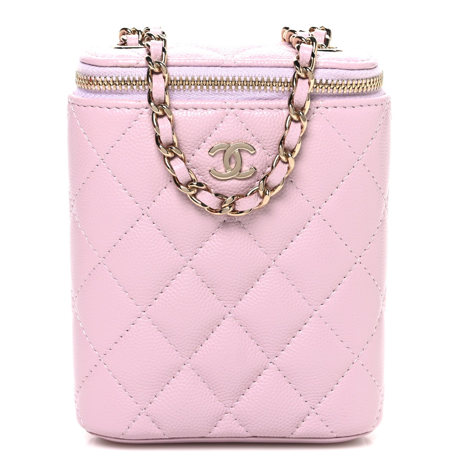 Chanel Caviar Quilted Small Vertical Coco Beauty Vanity Case With Chain Light Pink 1 of 9