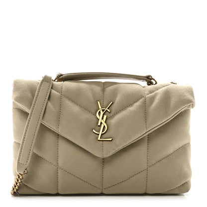 Saint Laurent Canvas Quilted Toy Loulou Puffer Monogram Chain Satchel Cool Beige 1 of 11