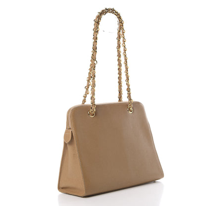 Chanel Caviar Flap Shoulder Bag Beige 3 of 11