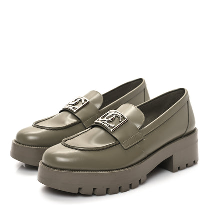 Chanel Calfskin Metal CC Loafers 39 Khaki 3 of 10