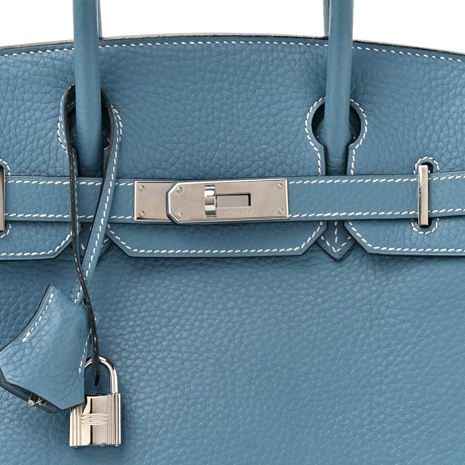 Hermes Taurillon Clemence Birkin 30 Blue Jean 8 of 17