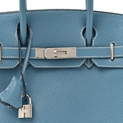Hermes Taurillon Clemence Birkin 30 Blue Jean 8 of 17