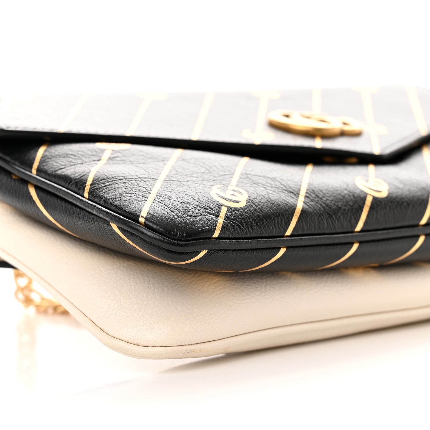 Calfskin Diagonal GG Medium Thiara Double Envelope Shoulder Bag Black White