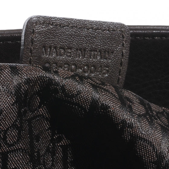 CHRISTIAN DIOR Leather Cannage Stitched Tote Dark Brown