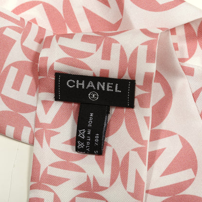 Chanel Silk CC Slim Bandeau Scarf Pink Grey 2 of 2