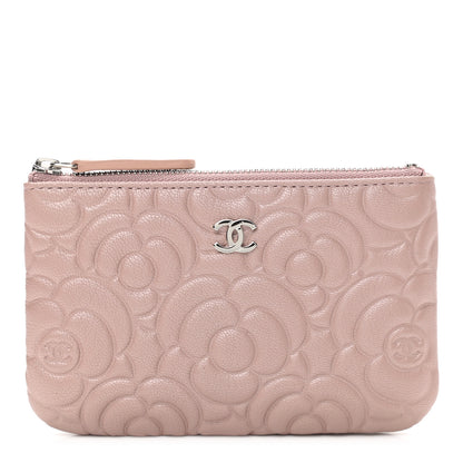 Chanel Goatskin Camellia Embossed Cosmetic Pouch Light Pink 1 of 7