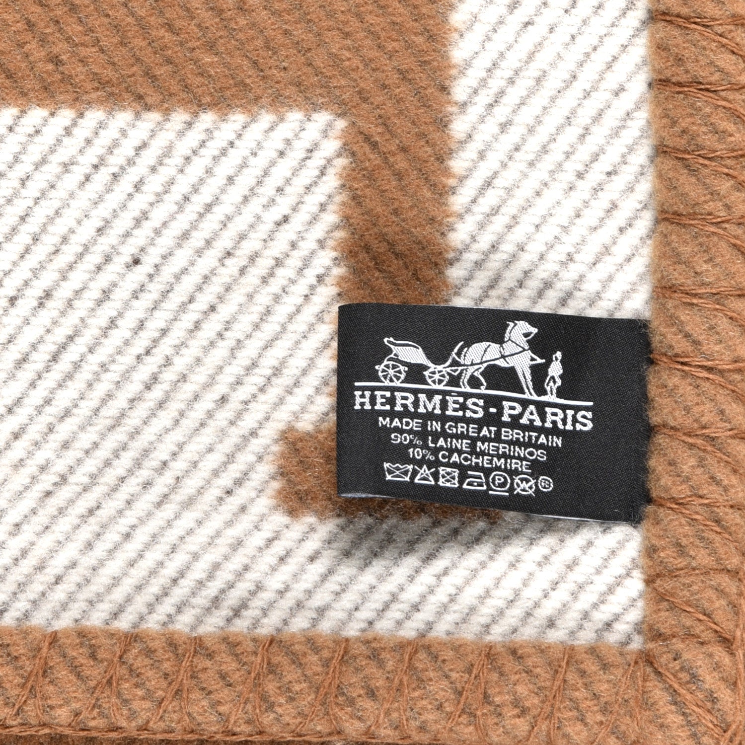 Hermes Wool Cashmere Avalon Blanket Ecru Camel 3 of 3