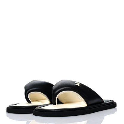 Chanel Lambskin Padded Pool Thong Sandals 38 Black 3 of 8