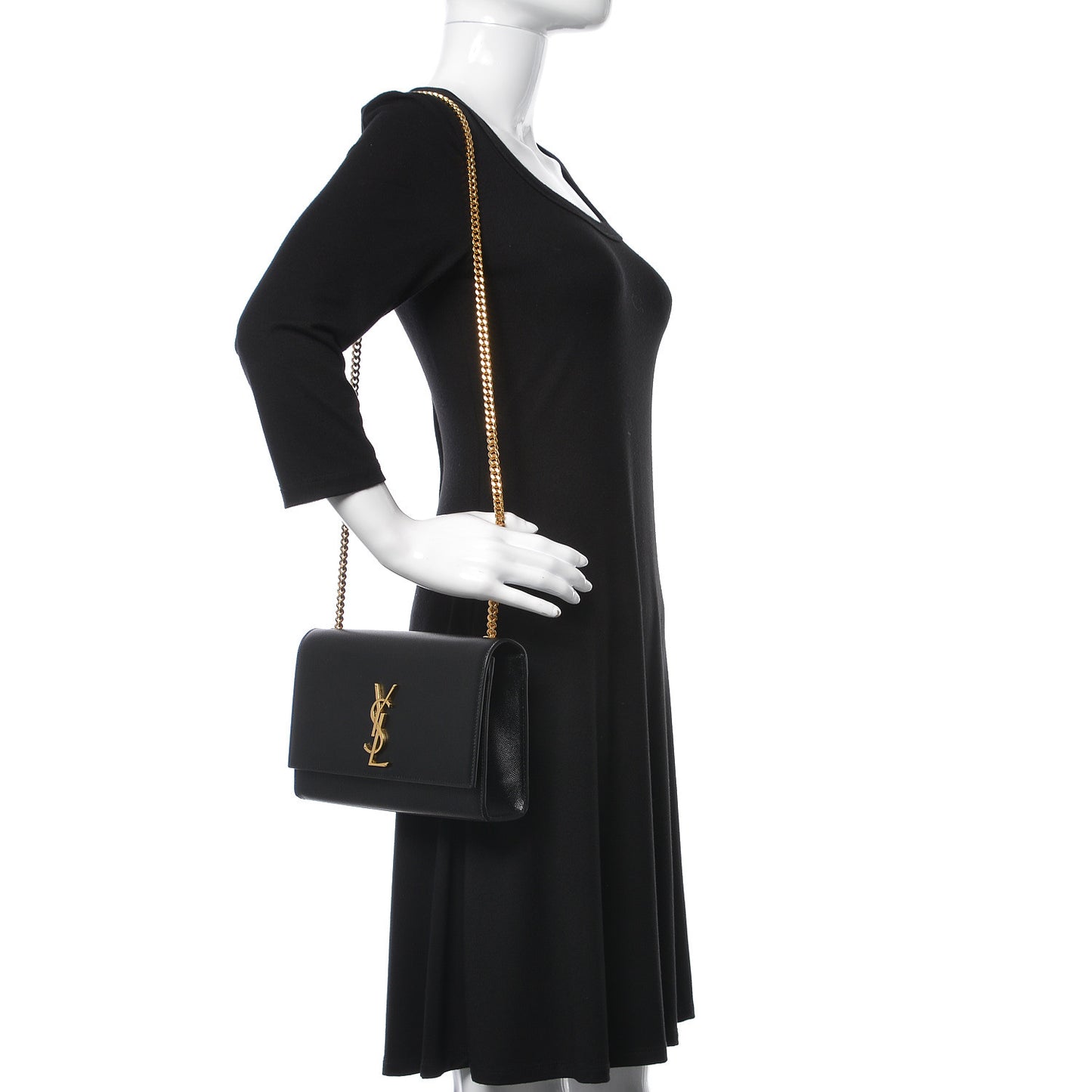 Grain De Poudre Medium Classic Monogram Kate Satchel Black