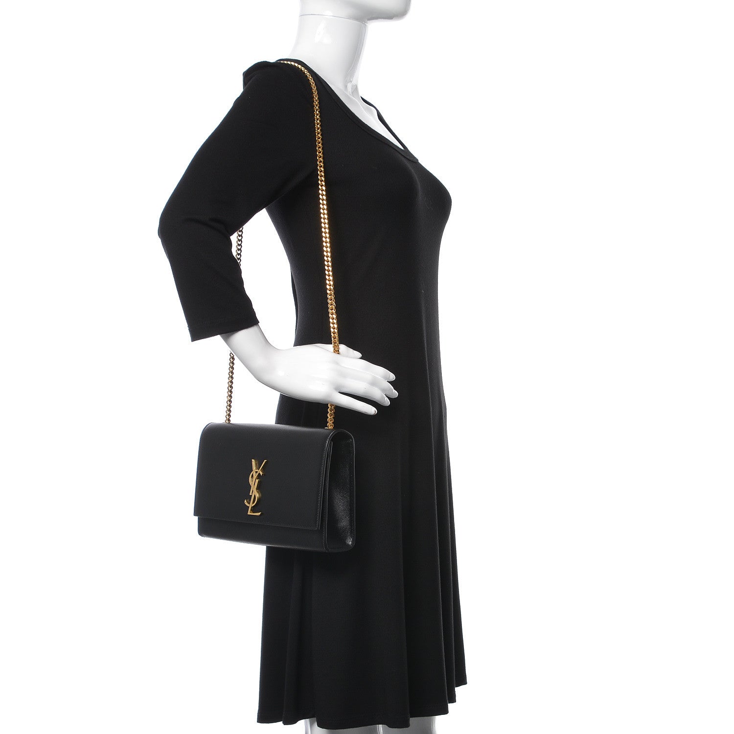 Saint Laurent Grain De Poudre Medium Classic Monogram Kate Satchel Black 2 of 9